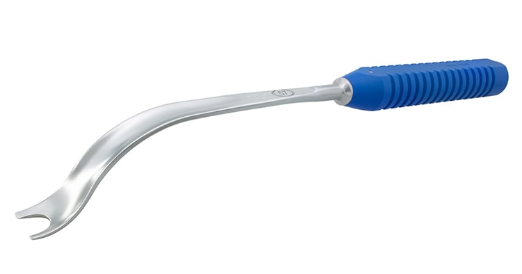 Subtilis Hip and Knee Instruments - Subtilis lever for the pelvis with blue plastic handle